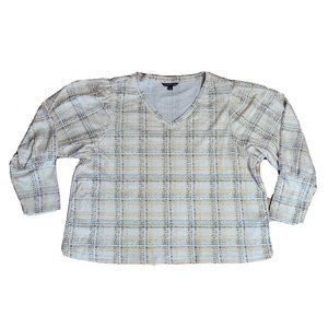 NWT ZAC & RACHEL Patterned Long Sleeve V Neck Top Shirt Womens Plus‎ Size 3X